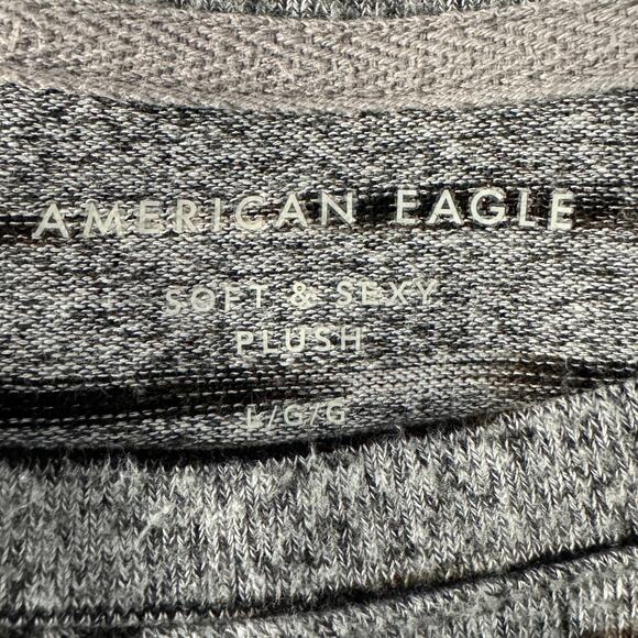 American Eagle Large Soft & Sexy Plush Top Striped Elastic Waist Long Sleeves - Picture 8 of 10